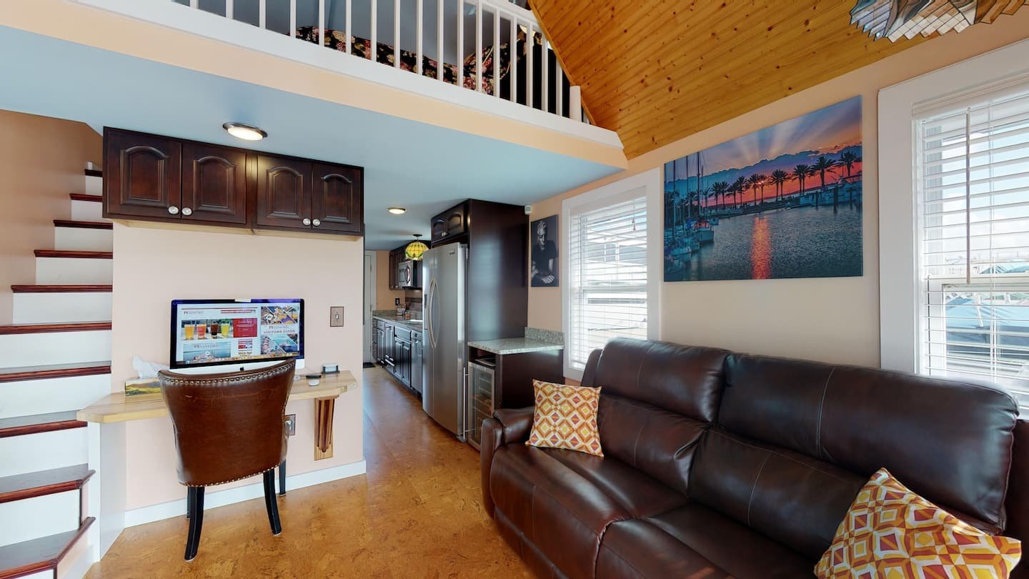 Living room aboard The Famous Houseboat