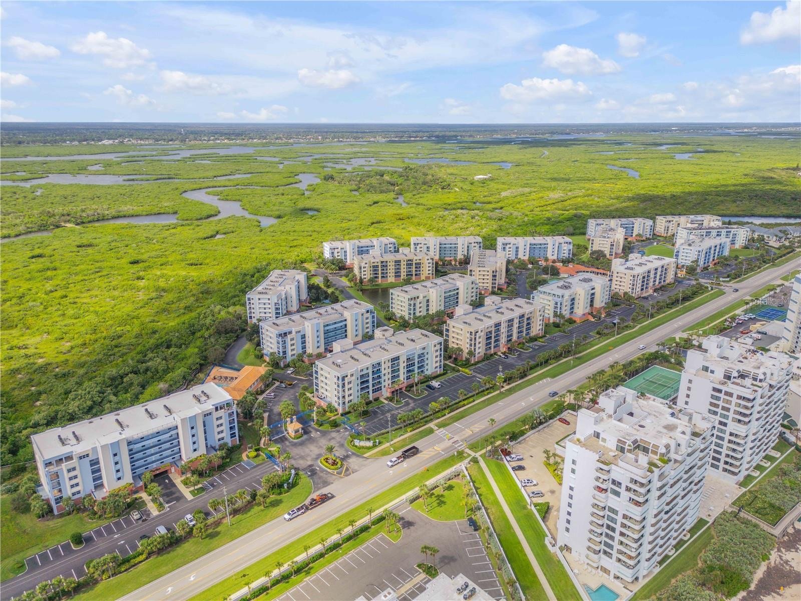 Aerial view of the Ocean Walk resort community
